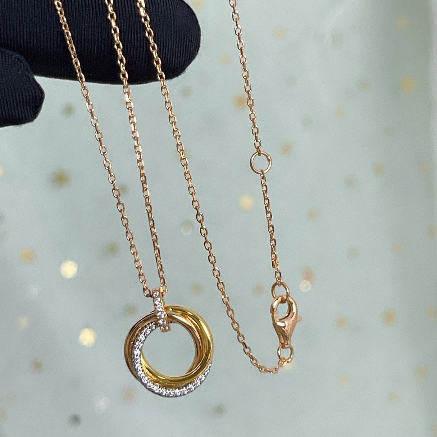 [Rose Jewellery]TRINITY NECKLACE SILVER GOLD PINK GOLD DIAMONDS