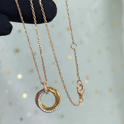 [Rose Jewellery]TRINITY NECKLACE SILVER GOLD PINK GOLD DIAMONDS