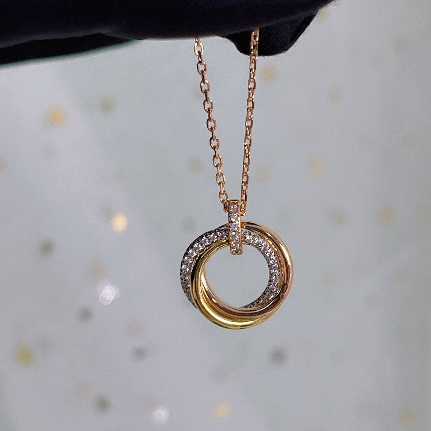 [Rose Jewellery]TRINITY NECKLACE SILVER GOLD PINK GOLD DIAMONDS