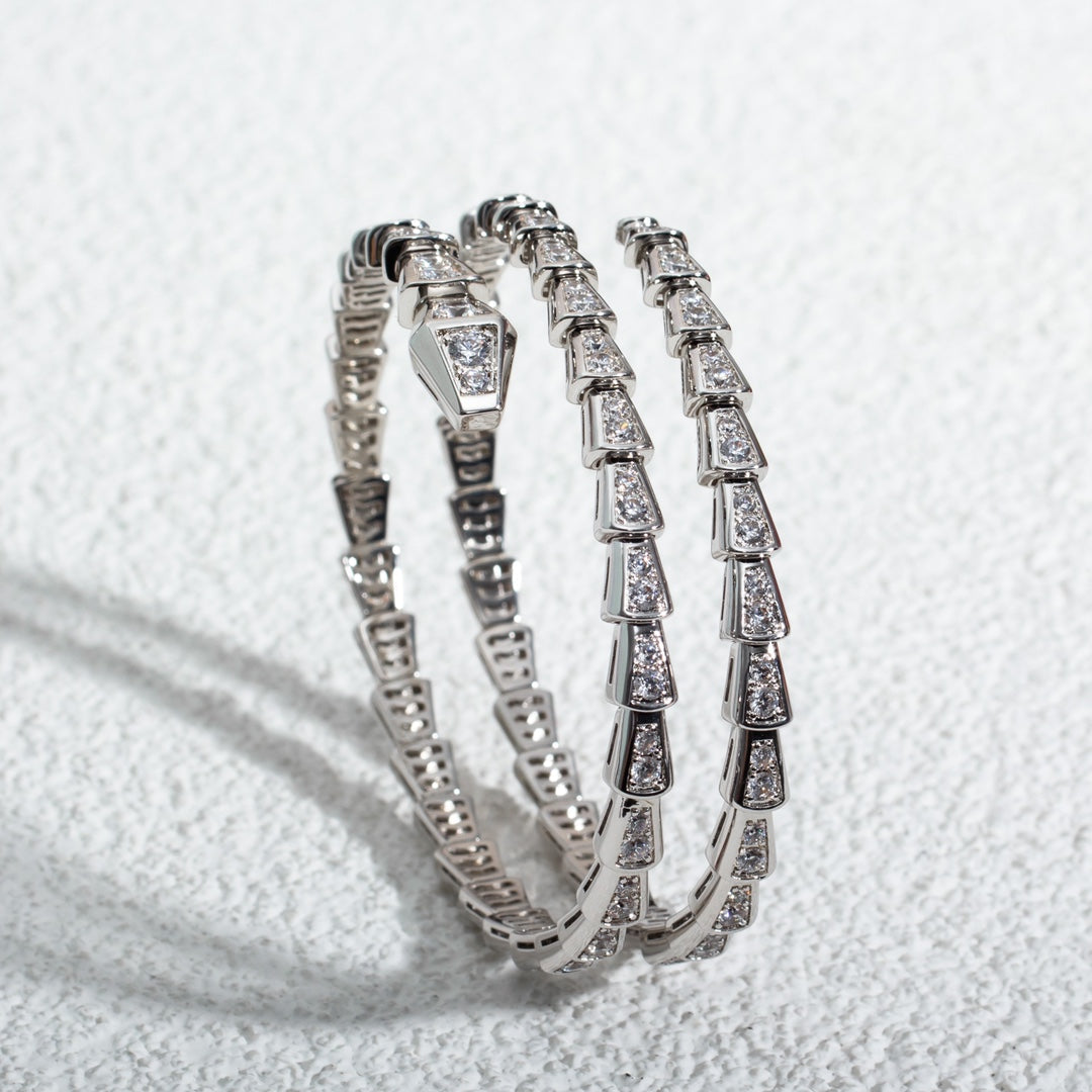 [Rose Jewellery]SERPENTI BRACELET SILVER DIAMOND DOUBLE ROW