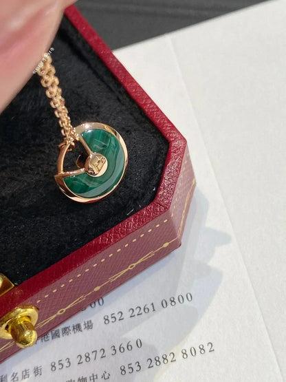 [Rose Jewellery]AMULETTE ROSE GOLD MALACHITE NECKLACE