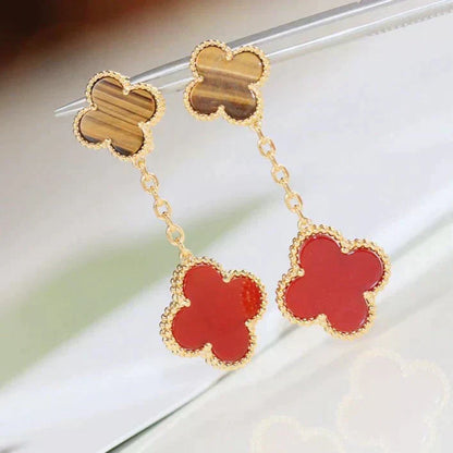 [Rose Jewellery]CLOVER  2 MOTIF  TIGER EYE CARNELIAN EARRINGS