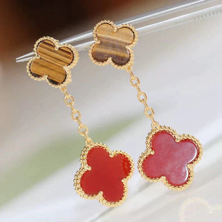 [Rose Jewellery]CLOVER  2 MOTIF  TIGER EYE CARNELIAN EARRINGS