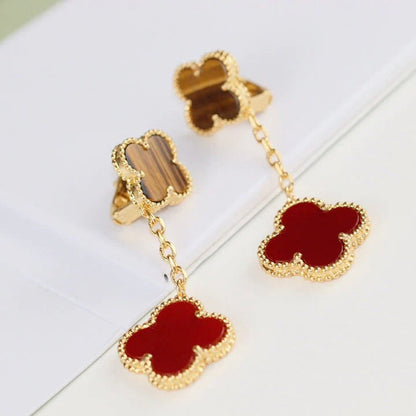 [Rose Jewellery]CLOVER  2 MOTIF  TIGER EYE CARNELIAN EARRINGS