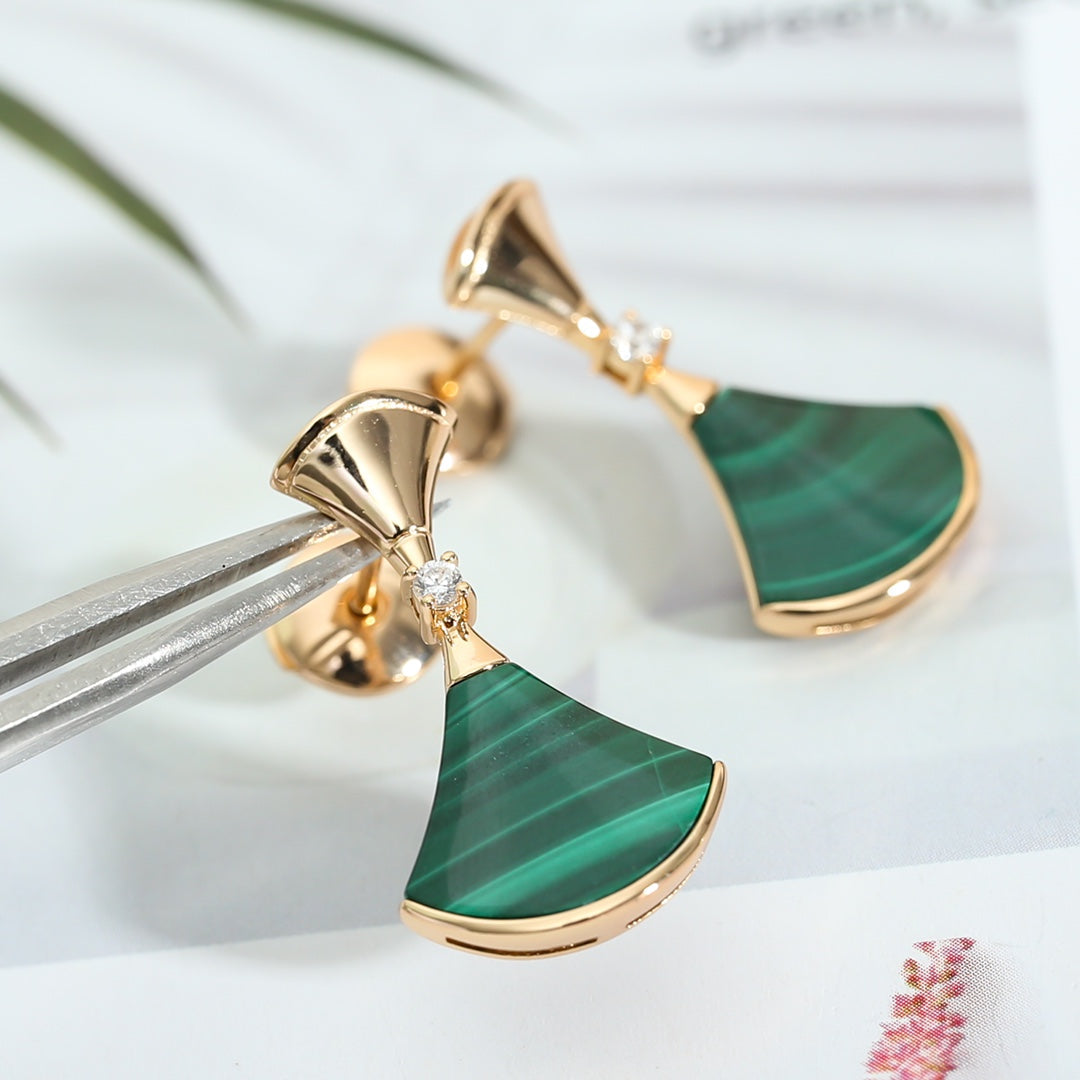 [Rose Jewellery]DREAM MALACHITE PINK GOLD EARRINGS