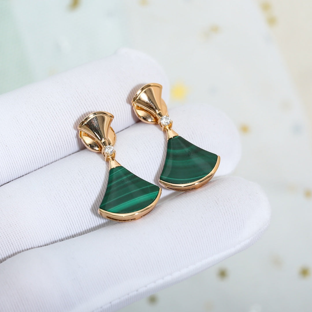 [Rose Jewellery]DREAM MALACHITE PINK GOLD EARRINGS