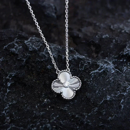 [Rose Jewellery]CLOVER  15MM DIAMOND LASER NECKLACE SILVER