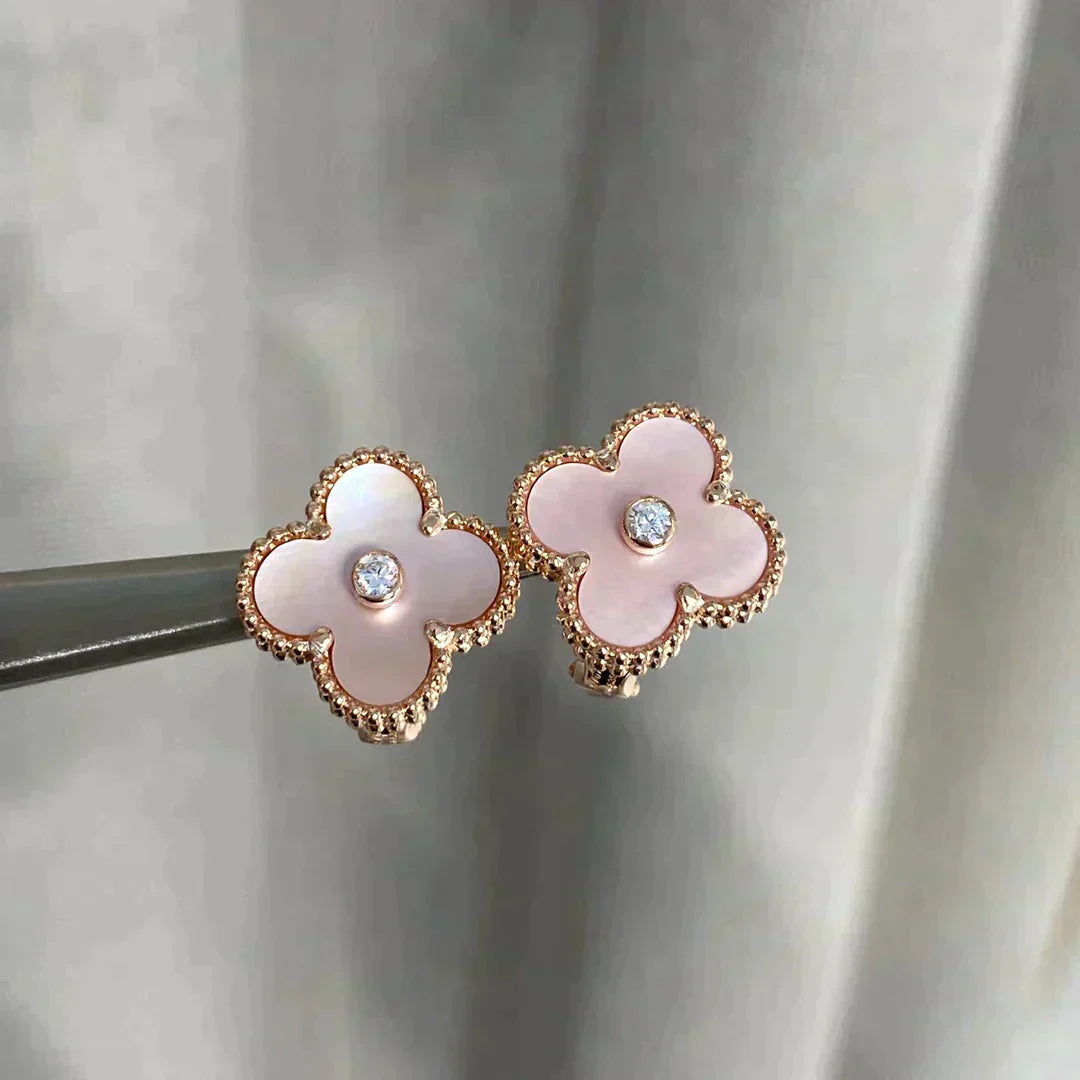 [Rose Jewellery]CLOVER MEDIUM 1 MOTIFS  PINK MOP DIAMOND EARRINGS