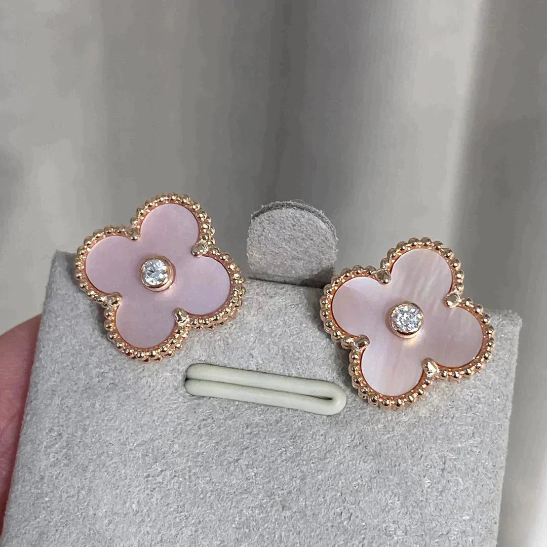 [Rose Jewellery]CLOVER MEDIUM 1 MOTIFS  PINK MOP DIAMOND EARRINGS