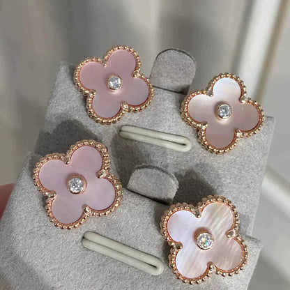 [Rose Jewellery]CLOVER MEDIUM 1 MOTIFS  PINK MOP DIAMOND EARRINGS