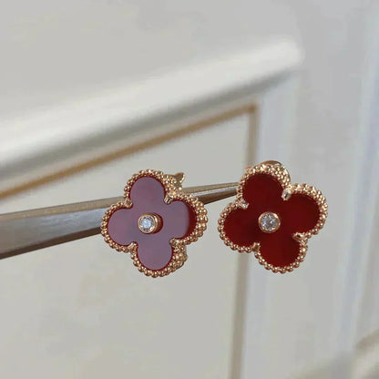 [Rose Jewellery]CLOVER MEDIUM 1 MOTIFS CARNELIAN  DIAMOND earrings