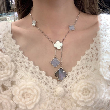 [Rose Jewellery]CLOVER MOP CHALCEDONY NECKLACE SILVER 6 MOTIF