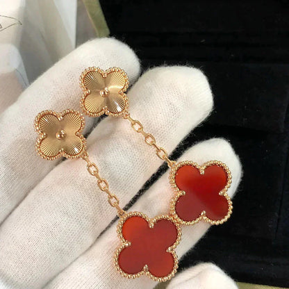 [Rose Jewellery]CLOVER 2 MOTIF  LASER CARNELIAN EARRINGS