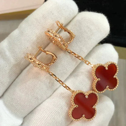 [Rose Jewellery]CLOVER 2 MOTIF  LASER CARNELIAN EARRINGS