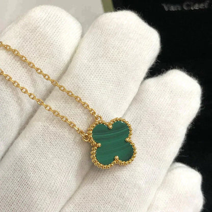 [Rose Jewellery]CLOVER 15MM MALACHITE SINGLE FLOWER  NECKLACE