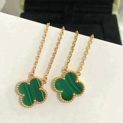 [Rose Jewellery]CLOVER 15MM MALACHITE SINGLE FLOWER  NECKLACE