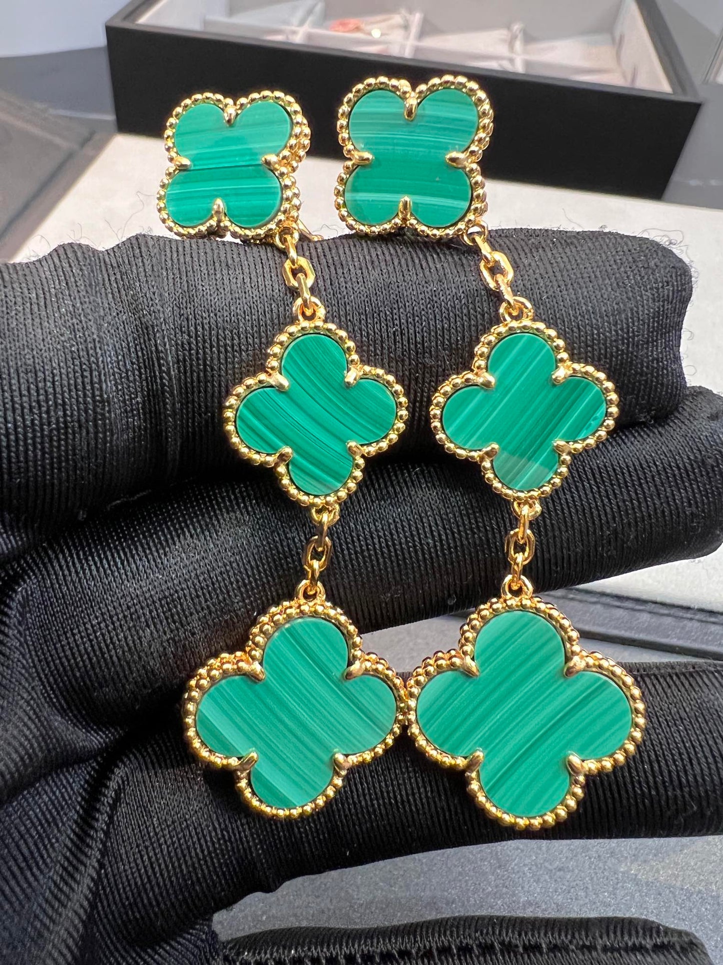 [Rose Jewellery]CLOVER MALACHITE 3 MOTIFS GOLD