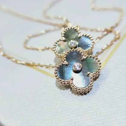 [Rose Jewellery]CLOVER 15MM DIAMOND AND MOTHER-OF-GREY NECKLACE