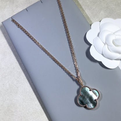 [Rose Jewellery]CLOVER 25MM GOLD DARK MOP BIG CLOVER NECKLACE