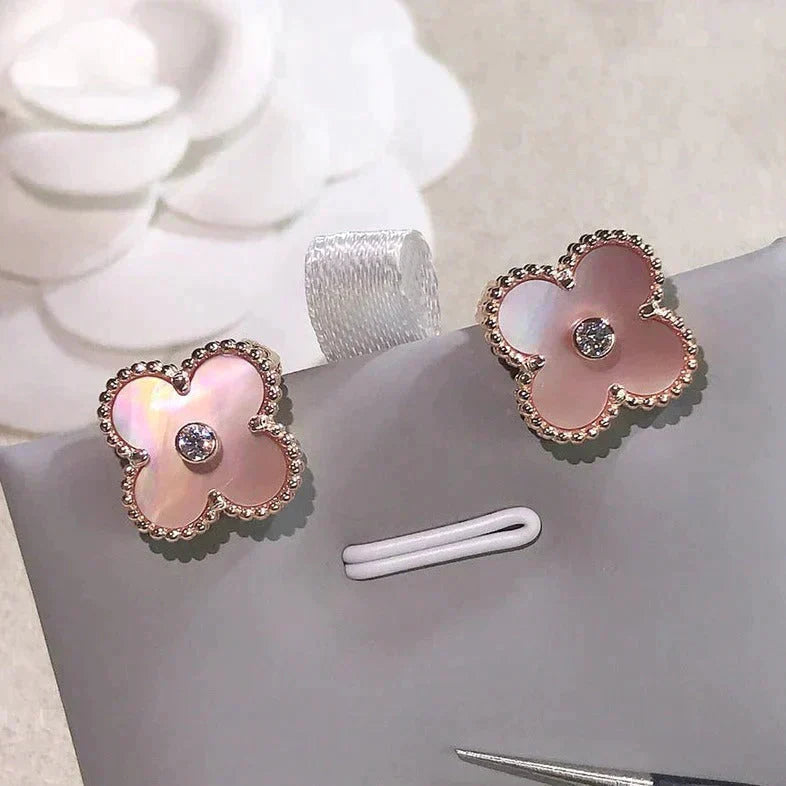 [Rose Jewellery]CLOVER MEDIUM 1 MOTIFS  PINK MOP DIAMOND EARRINGS