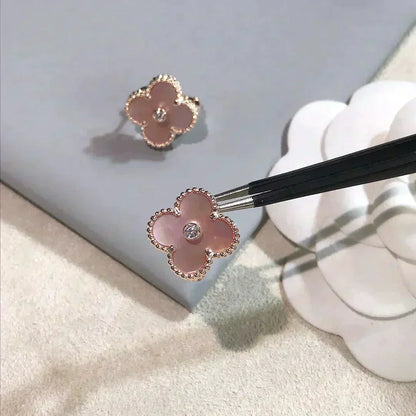 [Rose Jewellery]CLOVER MEDIUM 1 MOTIFS  PINK MOP DIAMOND EARRINGS