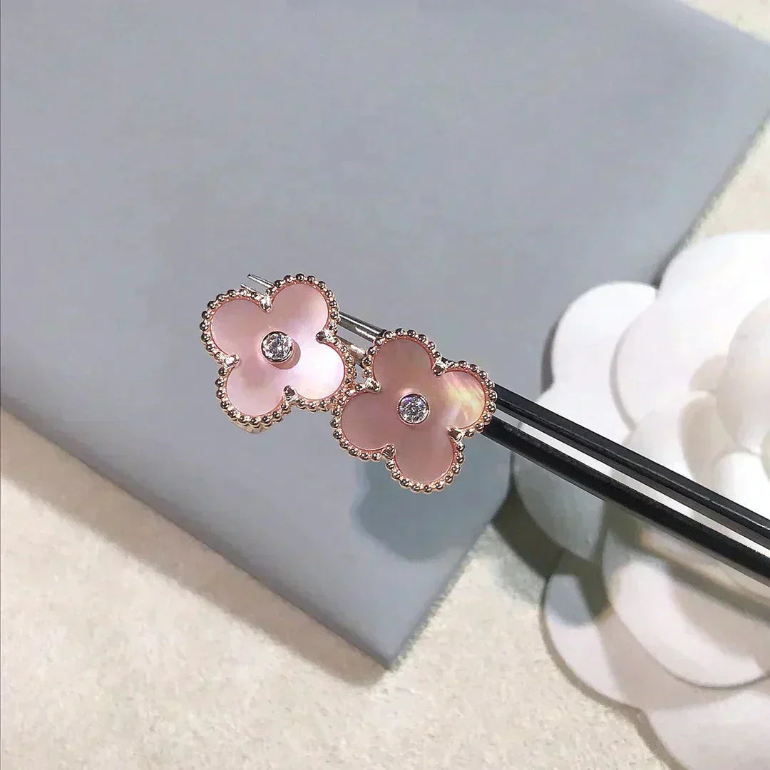 [Rose Jewellery]CLOVER MEDIUM 1 MOTIFS  PINK MOP DIAMOND EARRINGS