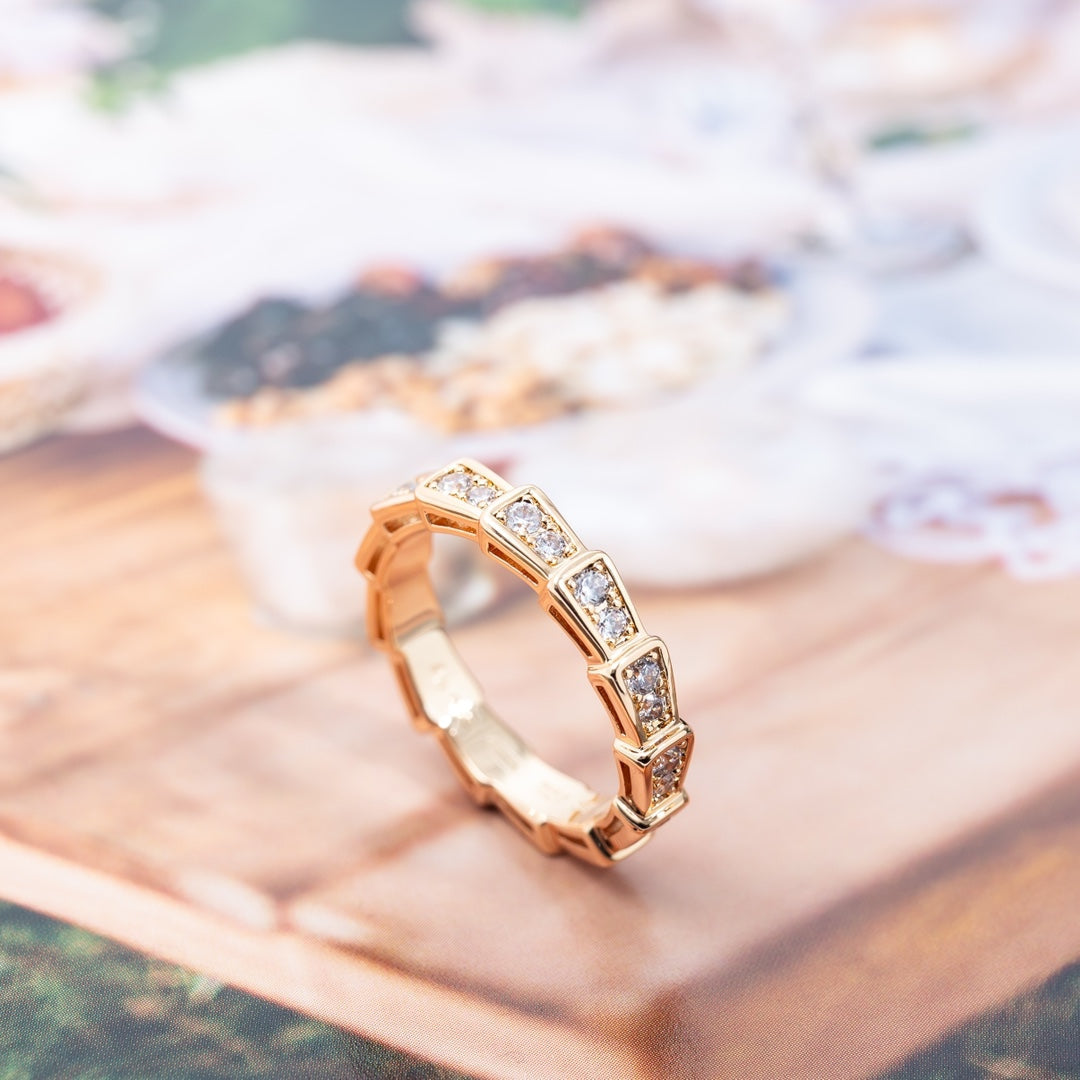 [Rose Jewellery]SERPENTI RING PINK GOLD DIAMOND PAVED 3MM