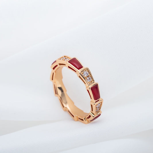 [Rose Jewellery]SERPENTI RING PINK GOLD CARNELIAN DIAMOND 3MM