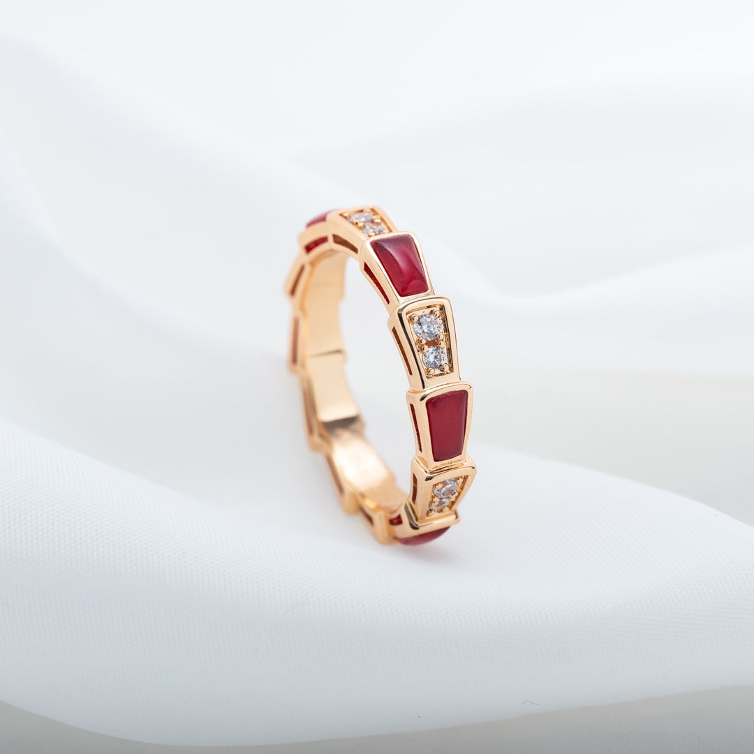 [Rose Jewellery]SERPENTI RING PINK GOLD CARNELIAN DIAMOND 3MM