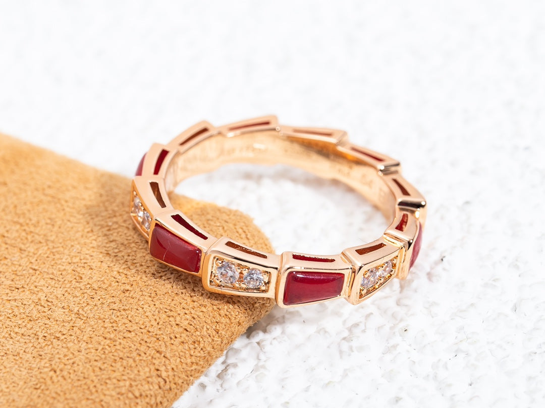 [Rose Jewellery]SERPENTI RING PINK GOLD CARNELIAN DIAMOND 3MM