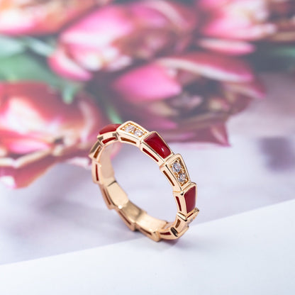 [Rose Jewellery]SERPENTI RING PINK GOLD CARNELIAN DIAMOND 3MM