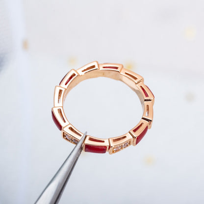 [Rose Jewellery]SERPENTI RING PINK GOLD CARNELIAN DIAMOND 3MM