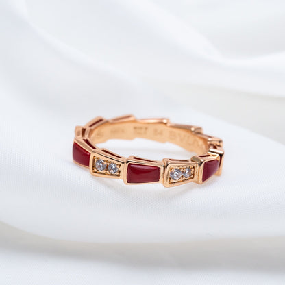 [Rose Jewellery]SERPENTI RING PINK GOLD CARNELIAN DIAMOND 3MM