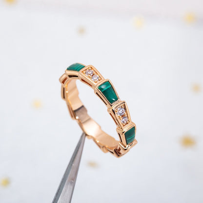 [Rose Jewellery]SERPENTI RING PINK GOLD MALACHITE DIAMOND 3MM