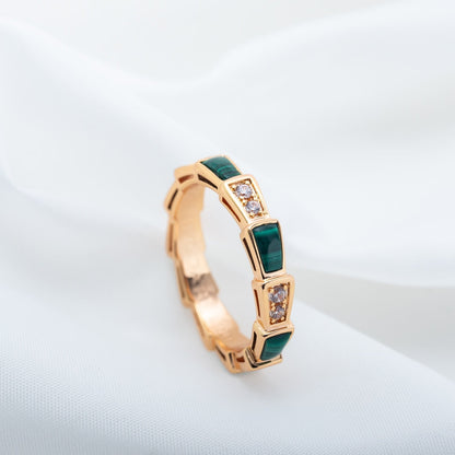 [Rose Jewellery]SERPENTI RING PINK GOLD MALACHITE DIAMOND 3MM