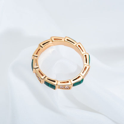 [Rose Jewellery]SERPENTI RING PINK GOLD MALACHITE DIAMOND 3MM