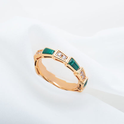 [Rose Jewellery]SERPENTI RING PINK GOLD MALACHITE DIAMOND 3MM