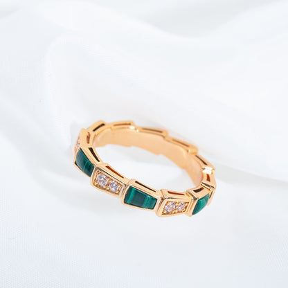 [Rose Jewellery]SERPENTI RING PINK GOLD MALACHITE DIAMOND 3MM