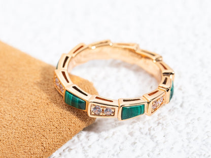 [Rose Jewellery]SERPENTI RING PINK GOLD MALACHITE DIAMOND 3MM