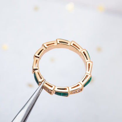 [Rose Jewellery]SERPENTI RING PINK GOLD MALACHITE DIAMOND 3MM