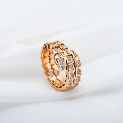 [Rose Jewellery]SERPENTI RING PINK GOLD DIAMOND DOUBLE ROW