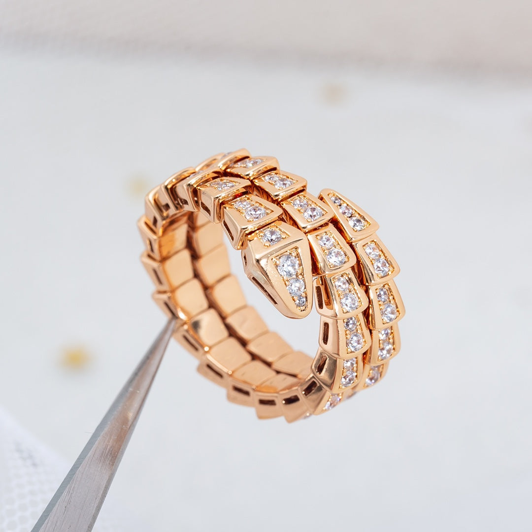 [Rose Jewellery]SERPENTI RING PINK GOLD DIAMOND DOUBLE ROW