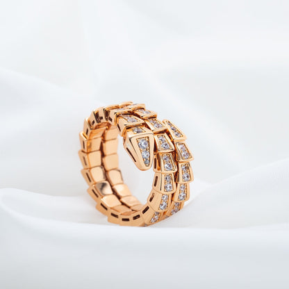 [Rose Jewellery]SERPENTI RING PINK GOLD DIAMOND DOUBLE ROW