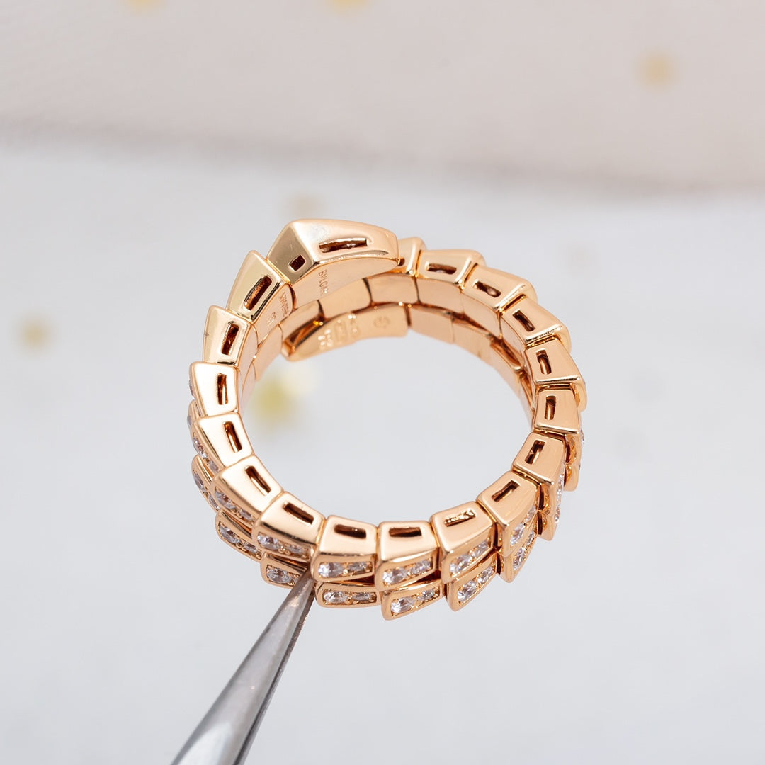 [Rose Jewellery]SERPENTI RING PINK GOLD DIAMOND DOUBLE ROW