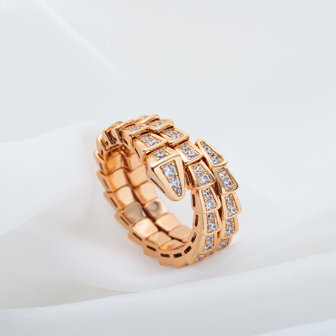 [Rose Jewellery]SERPENTI RING PINK GOLD DIAMOND DOUBLE ROW