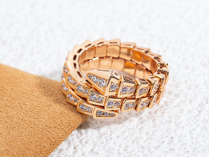 [Rose Jewellery]SERPENTI RING PINK GOLD DIAMOND DOUBLE ROW