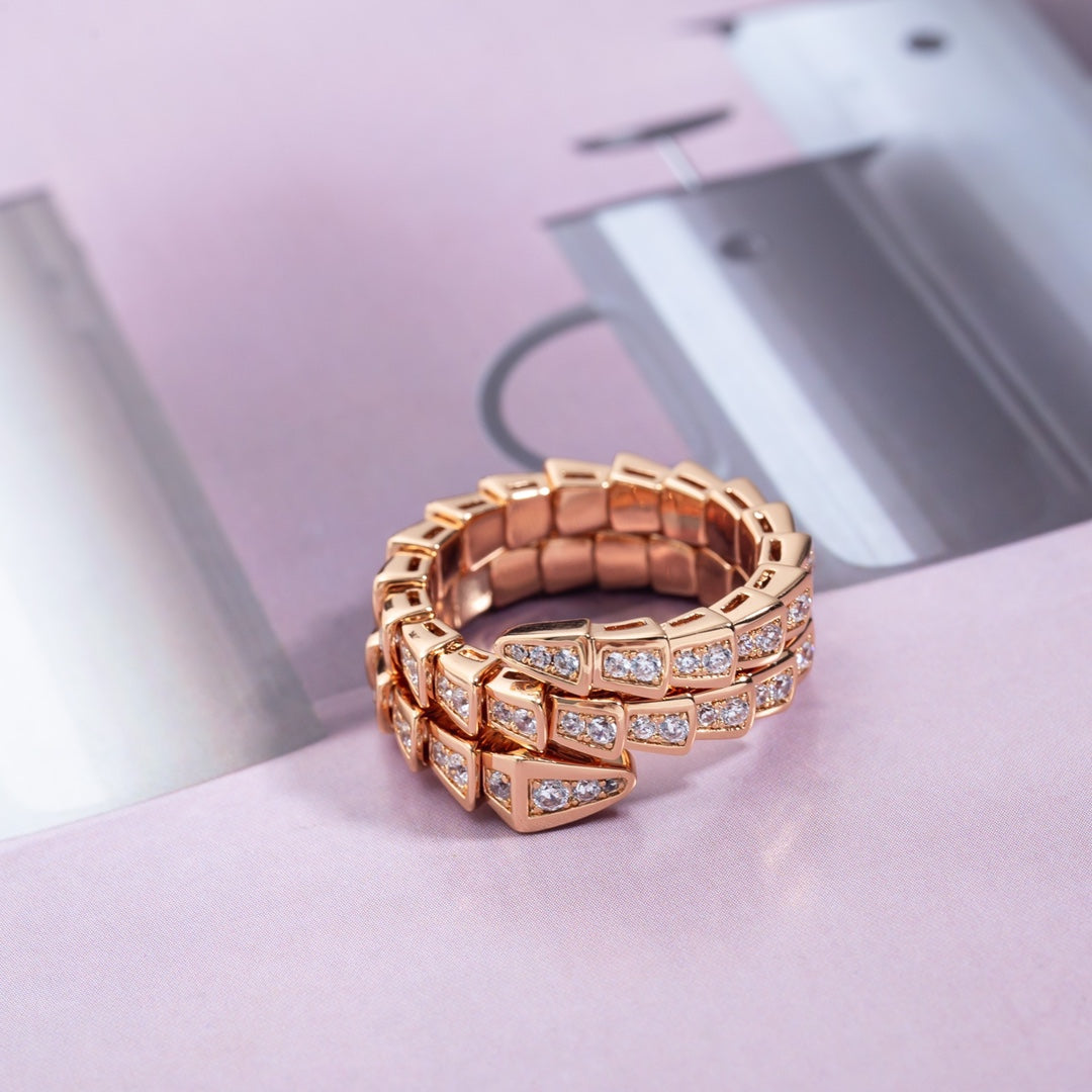 [Rose Jewellery]SERPENTI RING PINK GOLD DIAMOND DOUBLE ROW