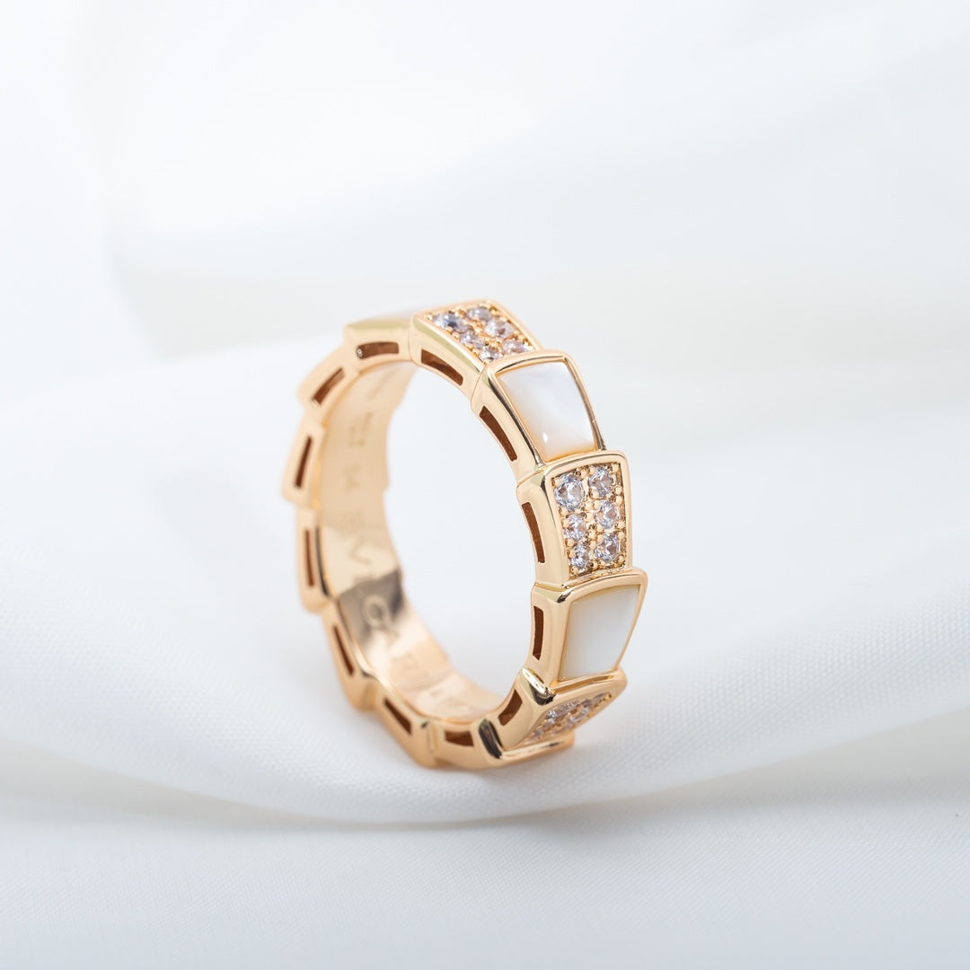 [Rose Jewellery]SERPENTI RING PINK GOLD MOP DIAMOND PAVED 4MM