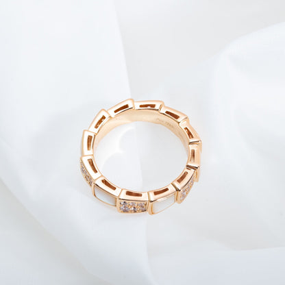 [Rose Jewellery]SERPENTI RING PINK GOLD MOP DIAMOND PAVED 4MM