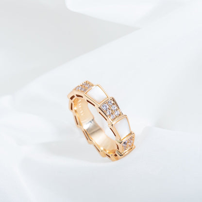 [Rose Jewellery]SERPENTI RING PINK GOLD MOP DIAMOND PAVED 4MM